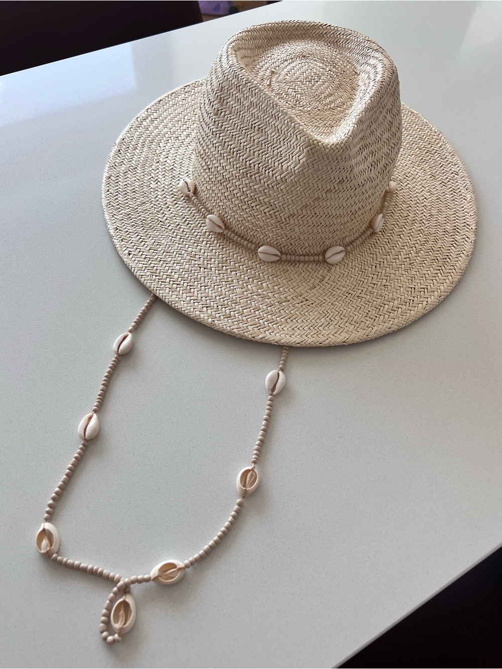 Lack Of Color Natural Straw Hat with Shell Accent